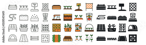 Gardening, horticulture and plant care icon collection. agriculture and botany set.
