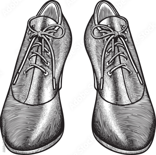 pair of polished leather shoes rests on a surface.