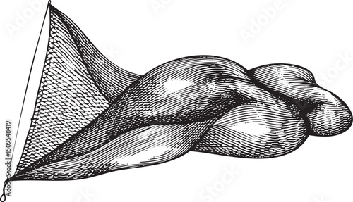 dark intricate net floats gently in a shaded space.