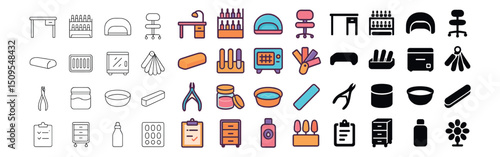 Salon and beauty icon collection: hairdressing, spa, and grooming essentials set