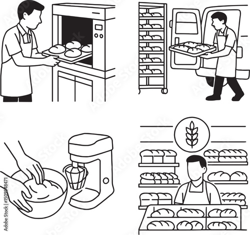 Set of Bread Production and Selling