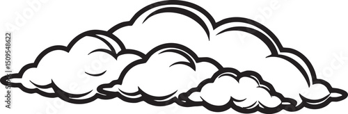 collection of fluffy white clouds forms a layered shape against a dark background.