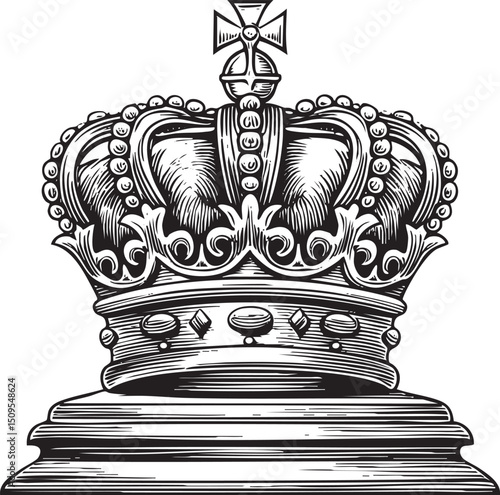 detailed black and white of a majestic crown.