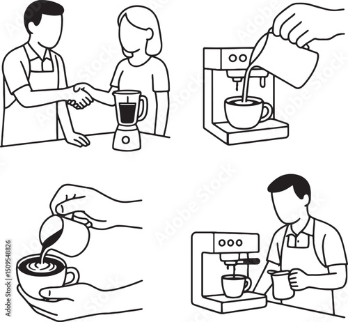 Set of Coffee Brewer and Shop