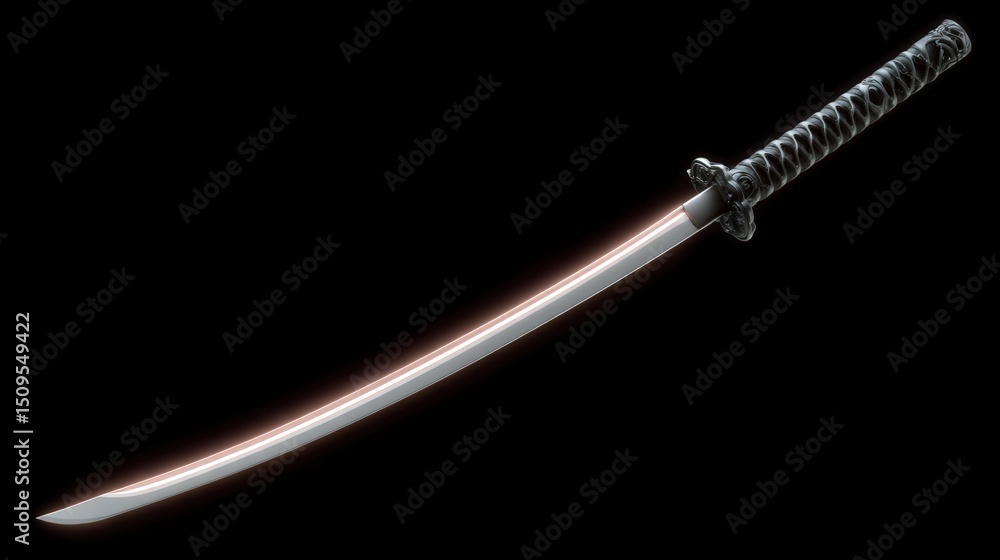 Polished Katana Sharp Japanese Sword Isolated on Black Background High Resolution Image Polished Katana Sharp Japanese Sword Isolated on Black Background High Resolution Image