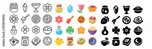Culinary delights icon collection: food, drink, and dessert symbols