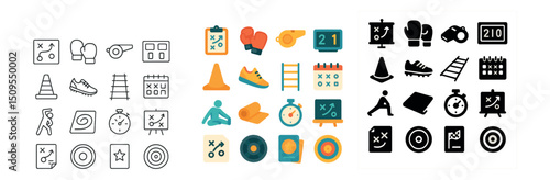 Sports and fitness icons collection: sleek, dynamic symbols for active lifestyles