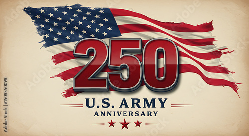 U.S. Army 250th Anniversary Emblem Design with American Flag and Stars