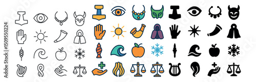 Spiritual and mystical icon collection: symbols, signs, and esoteric designs