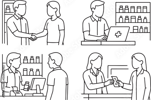 Set of Pharmacy Interactions with buyer