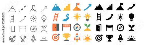 Business and success icon collection. achievement, growth, and inspiration symbols