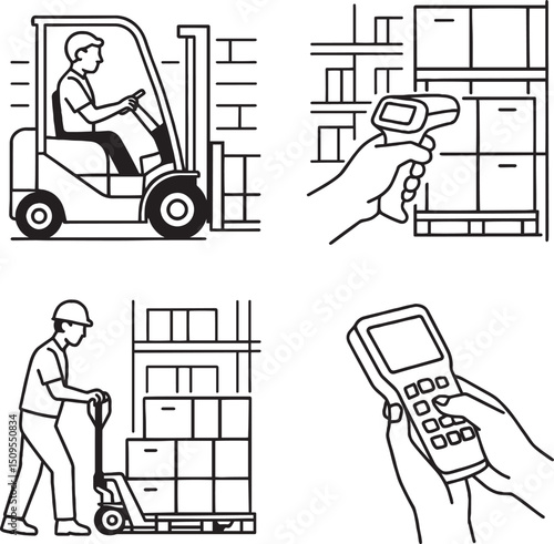 Set of Warehouse operation and logistics