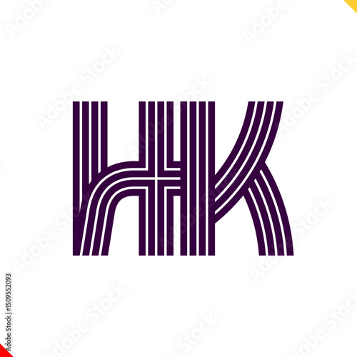 Parallel line monogram initial logo, combination of letter H and K. Best for name abbreviation.