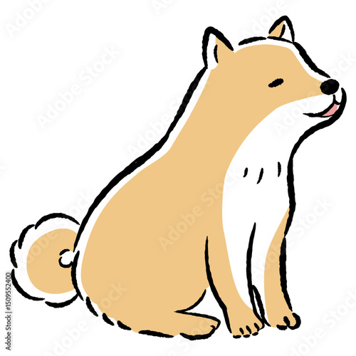 おすわりするのんびりした表情の犬のイラスト