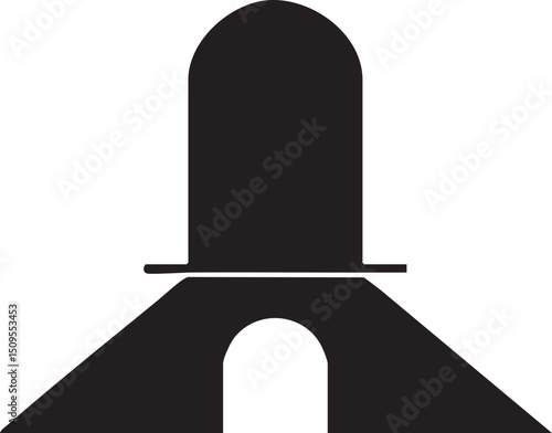 simple silhouette of an archway against a white background.