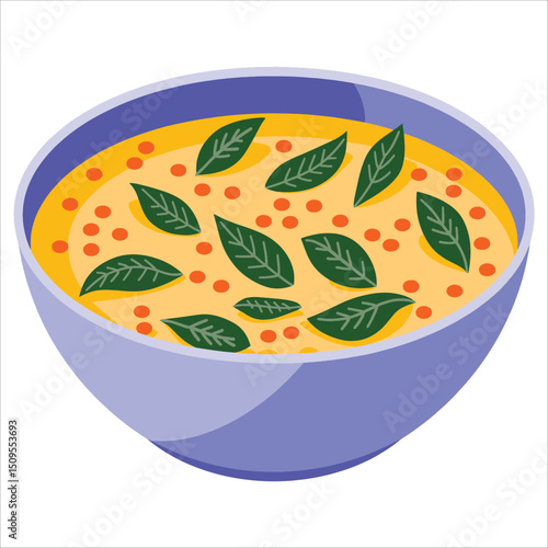 Soup icon representing traditional Indian dish, vector illustration on white. Perfect for web design, culinary branding, and cultural food themes.