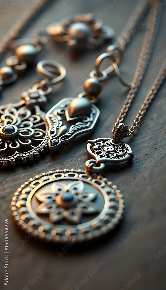 couple of necklaces sitting on top of a table couple of necklaces sitting on top of a table