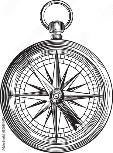 black and white compass navigation device clip art preview