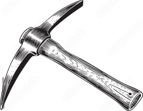 weathered hand firmly grasps a sturdy mining pickaxe.