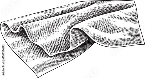dark fabric gracefully folds and drapes diagonally across a plain surface.