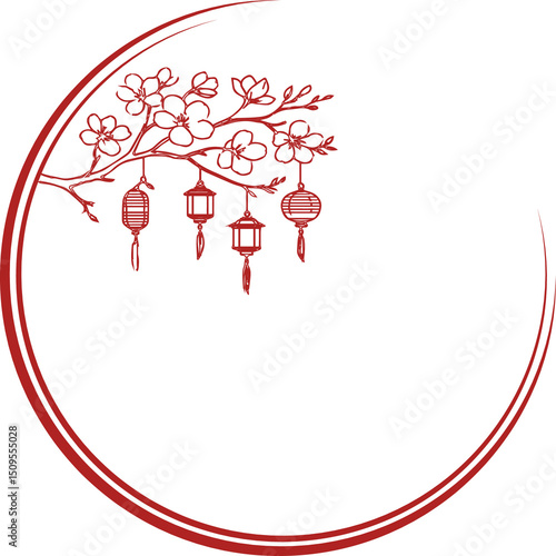 Red Japanese Circle Border