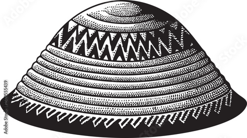 detailed of a textured circular hat.