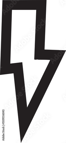 bold stylized lightning bolt points sharply downwards.