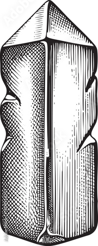 sharply defined crystal tower stands upright showcasing intricate geometric .