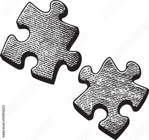 Two interlocking puzzle pieces sit side-by-side forming a cohesive whole.
