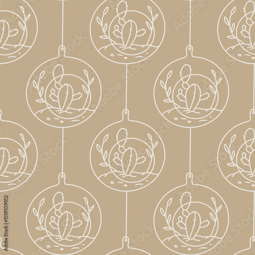 Pattern design with a plant nestled in a bowl, highlighting the beauty of nature in a stylish arrangement