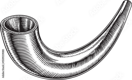 detailed stylized of a curved horn.