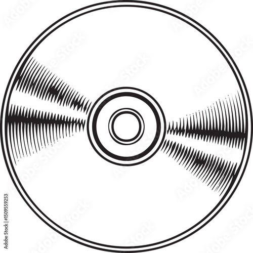 circular disc displays intricate radiating lines within a central hole.