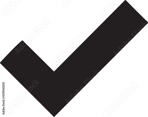 bold checkmark symbol stands upright against a white background.