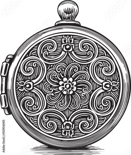 detailed antique pocket watch showcases intricate floral .
