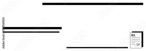 Simplified prescription form with bold horizontal lines and a designated RX format area, including a signature space. Ideal for healthcare, pharmacy, medical records, prescriptions, electronic