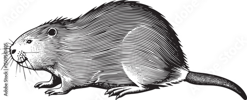 stout rodent stands with its mouth open appearing to vocalize.