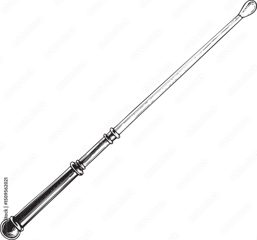 long slender rod with a rounded end extends vertically against a white background. long slender rod with a rounded end extends vertically against a white background.