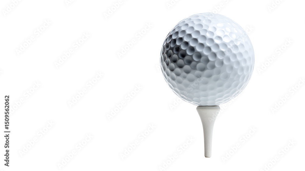 Fototapeta premium Golf Ball on Tee Ready for Play on Transparent Background