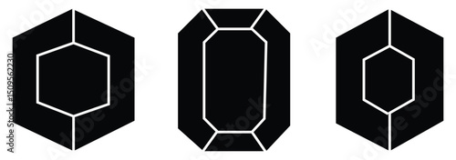 Diamond icon collection. Different diamond shapes. Gemstone diamond collection. Diamond icon symbol set. Diamonds in different shapes and cuts.