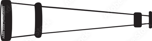 black telescope extends upwards showcasing its cylindrical shape.