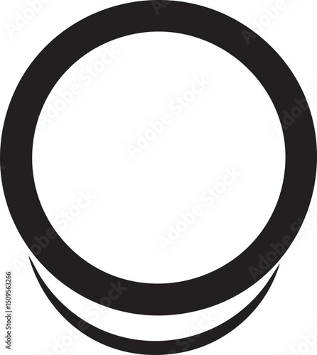 stark white circle rests upon a dark gray curved shape.