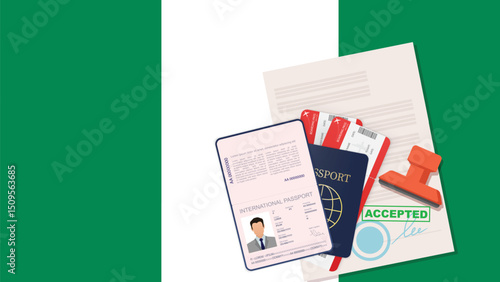 Nigeria Visa Application Passport, Documents, and Acceptance Stamp