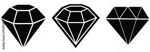 diamond gems sign and symbol. Set of different brilliant icon. Diamond icon set Isolated on white background. 