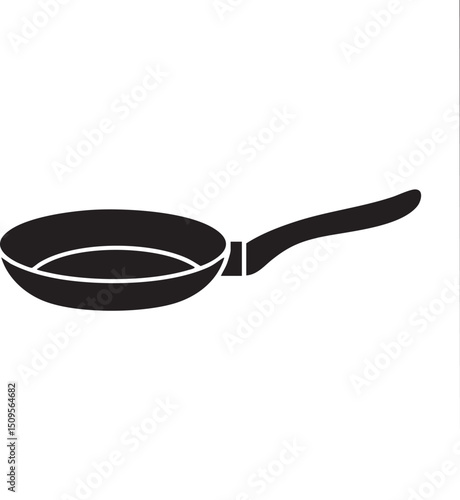 simple black frying pan rests on a white surface.