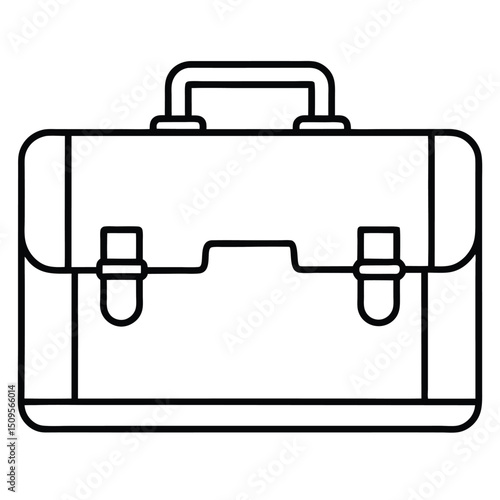 Black briefcase or suitcase icon, isolated vector illustration of a business travel bag with a handle and lock