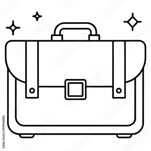 Black suitcase travel icon with handle and lock for web or business use