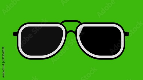 animated cartoon sunglasses with lighting sweep effect for overlay isolated green. suitable for visual cool and joke