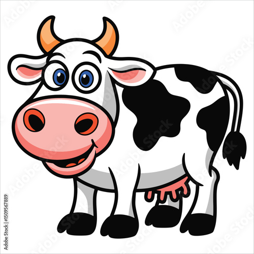 Cartoon cow vector illustration. Charming and friendly graphic perfect for farm animals, agriculture, and children storytelling.