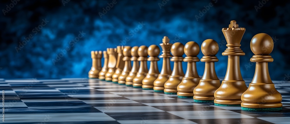 Fototapeta premium Strategic Chess Pieces on Board Game Competition