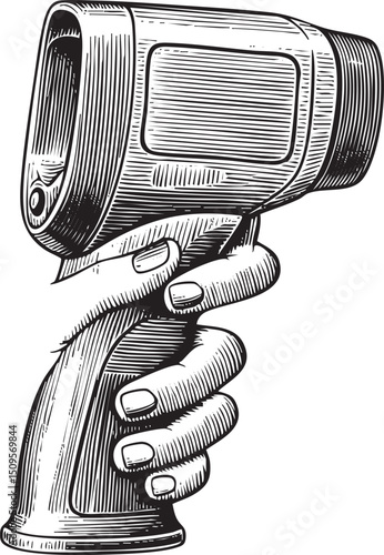 hand firmly holds a vintage spotlight revealing intricate details.